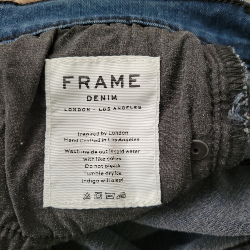 FRAME Le Skinny de Jeanne with Raw Hem in Gifford Blue Jeans Size 25 - Picture 13 of 13